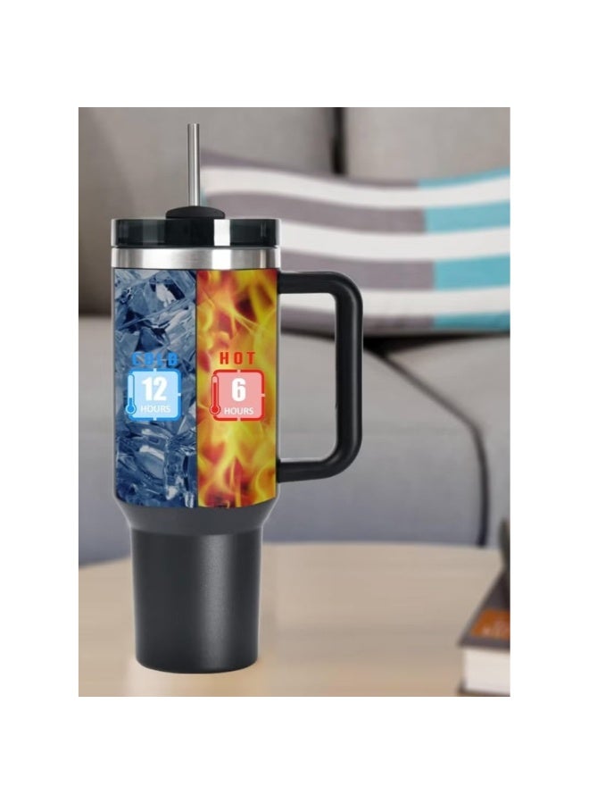 كوب معزول بتفريغ الهواء مع شفاطة، سعة 40 أونصة، أسود - Image 5